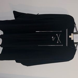 Black Michael Kors blouse with chain v cut blouse